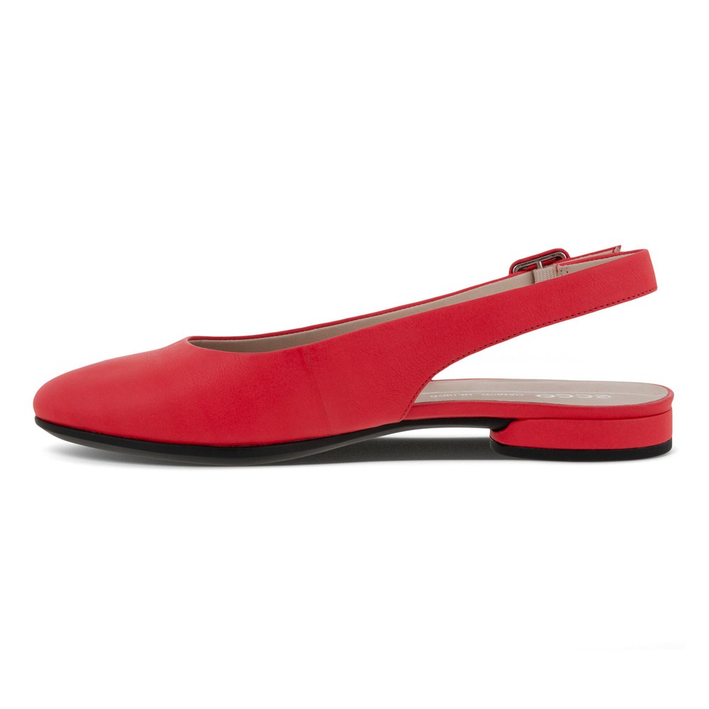 ECCO Womens Dress Shoes Red - Anal Sling-Back Flats - WRJ-695142